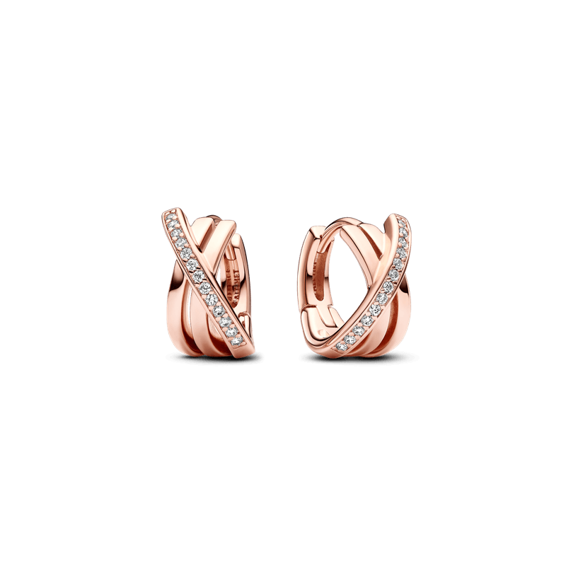 Aretes de Aro Pavé Cruzado Recubrimiento en Oro Rosa