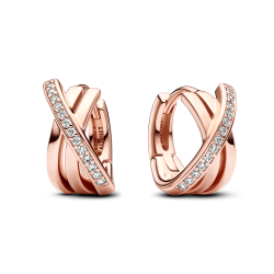 Aretes de Aro Pavé Cruzado Recubrimiento en Oro Rosa