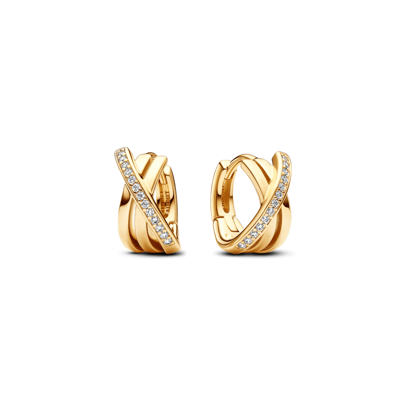 Aretes de Aro Pavé Cruzado Recubrimiento en Oro 14K